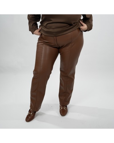 Pantalon droit en simili cuir