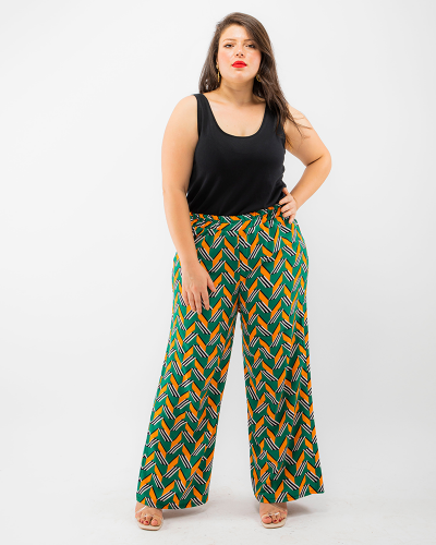 Pantalon large en crepe lycra